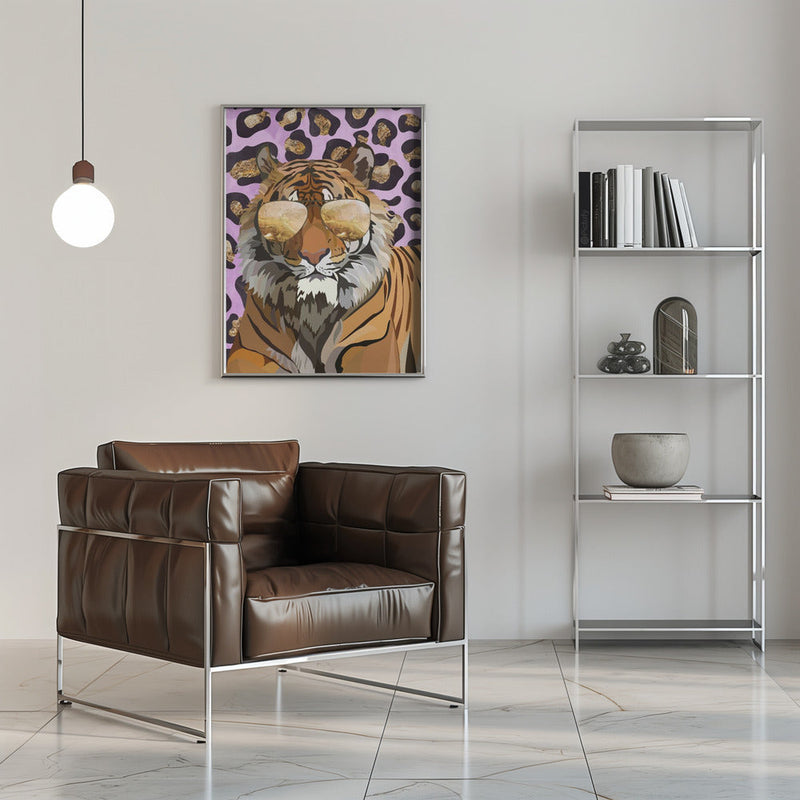 Leopard Print Tiger Pink - Stretched Canvas, Poster or Fine Art Print I Heart Wall Art