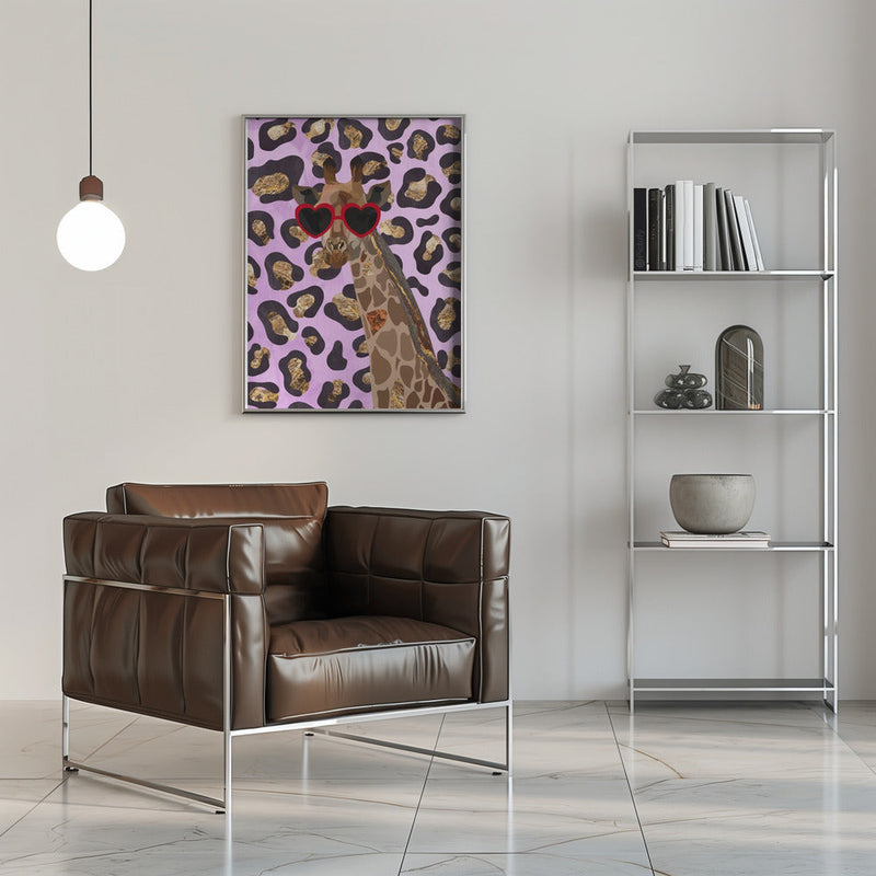 Leopard Print Giraffe Pink - Stretched Canvas, Poster or Fine Art Print I Heart Wall Art