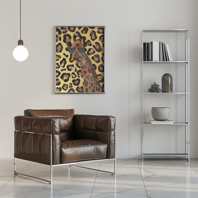 Leopard Print Giraffe Yellow - Stretched Canvas, Poster or Fine Art Print I Heart Wall Art