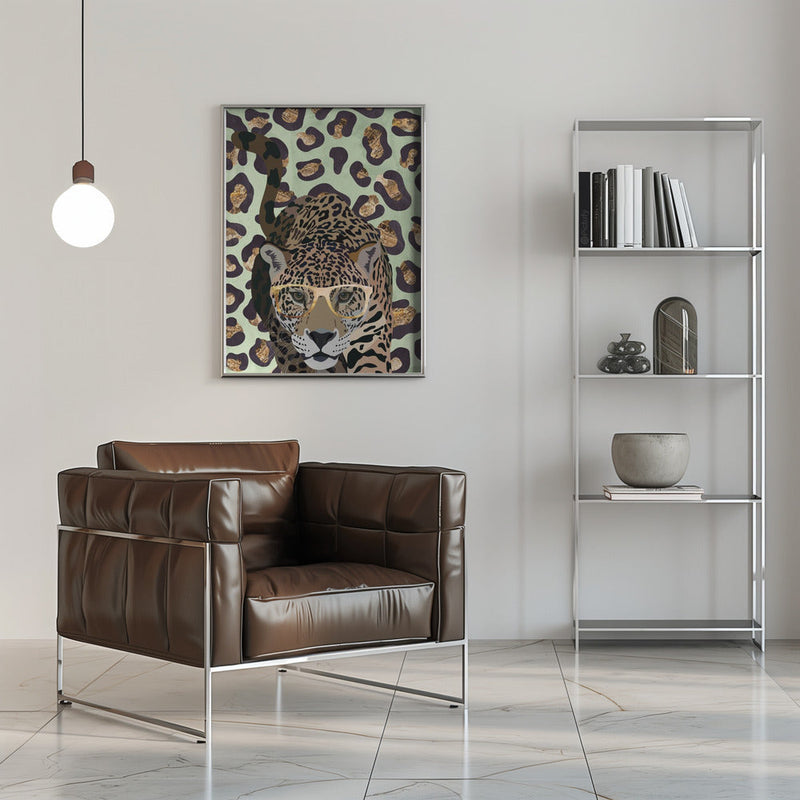 Leopard Print Jag Green - Stretched Canvas, Poster or Fine Art Print I Heart Wall Art