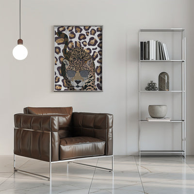 Leopard Print Jaguar Grey - Stretched Canvas, Poster or Fine Art Print I Heart Wall Art