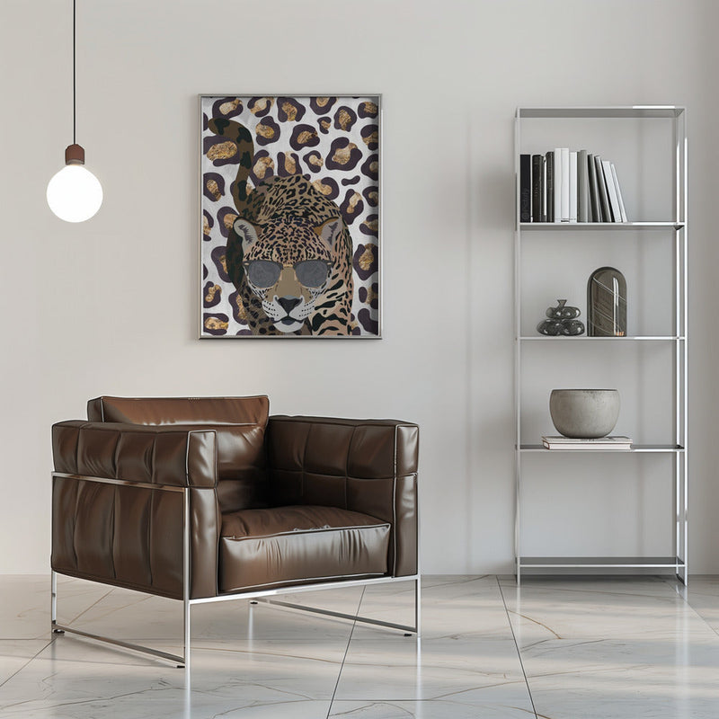Leopard Print Jaguar Grey - Stretched Canvas, Poster or Fine Art Print I Heart Wall Art