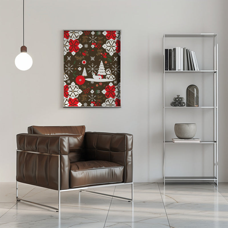 Snowy Festivities Pattern - Stretched Canvas, Poster or Fine Art Print I Heart Wall Art