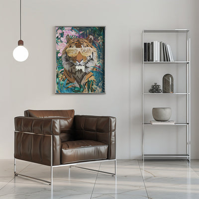 Cool Tiger Tropical Jungle - Stretched Canvas, Poster or Fine Art Print I Heart Wall Art