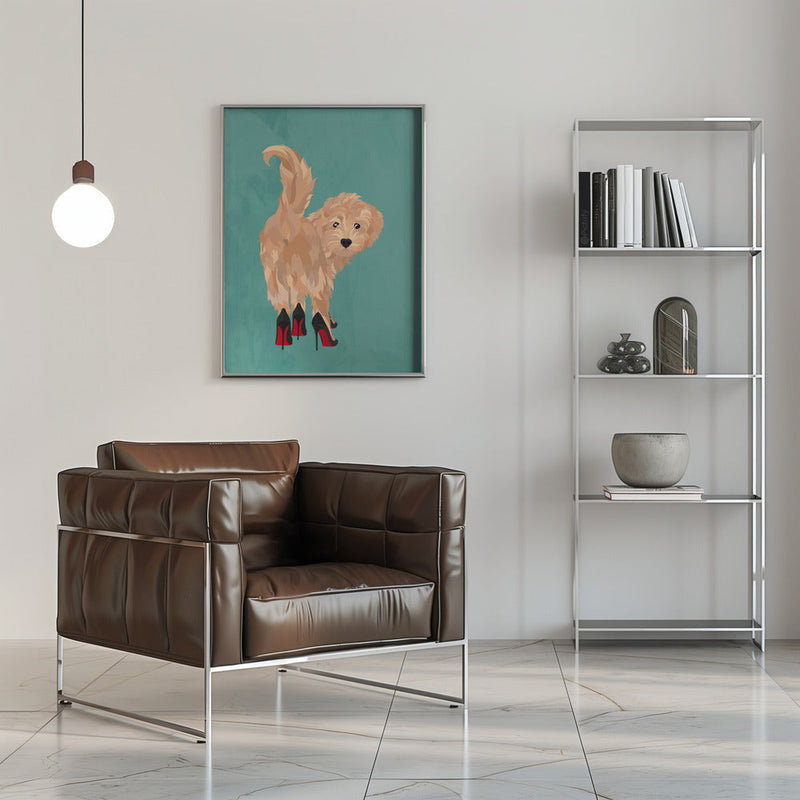 Cockapoo in heels - Stretched Canvas, Poster or Fine Art Print I Heart Wall Art