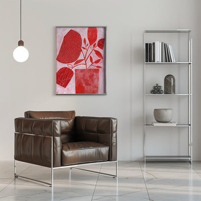 Red Floral Vase - Stretched Canvas, Poster or Fine Art Print I Heart Wall Art