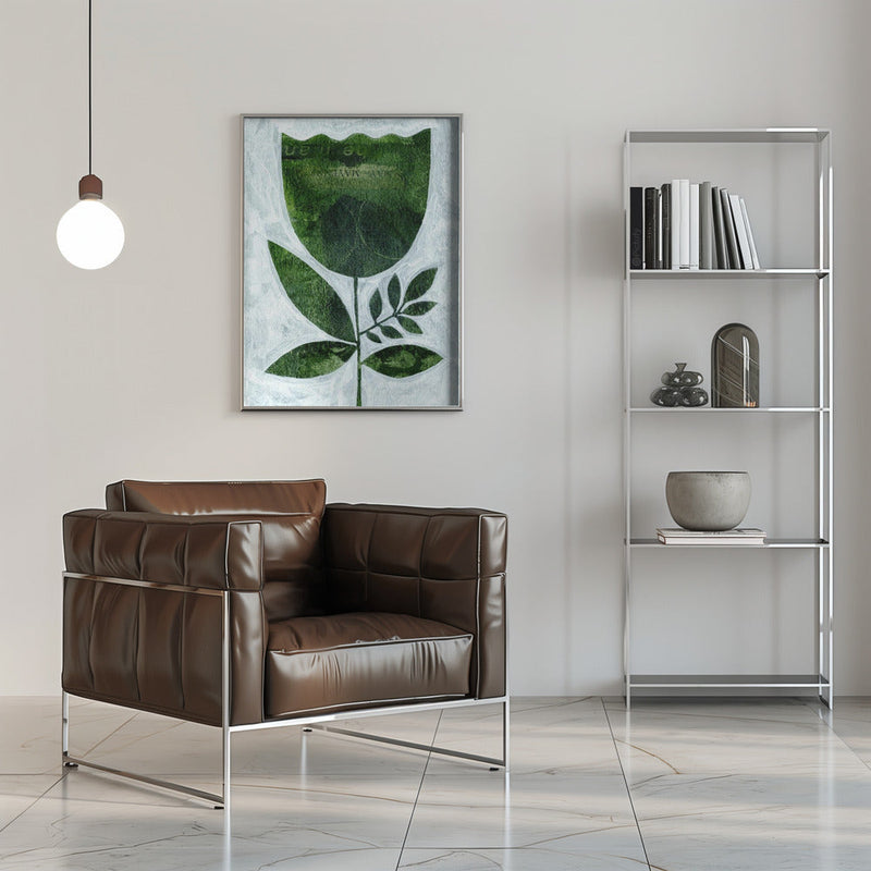 Abstract Green Tulip - Stretched Canvas, Poster or Fine Art Print I Heart Wall Art