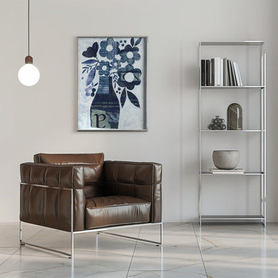 Indigo Blue Daisy - Stretched Canvas, Poster or Fine Art Print I Heart Wall Art