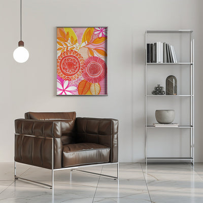 Hot Floral - Stretched Canvas, Poster or Fine Art Print I Heart Wall Art