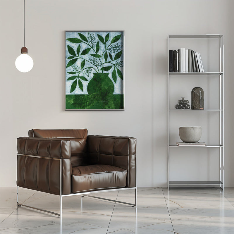 Green Leaves Still Life - Stretched Canvas, Poster or Fine Art Print I Heart Wall Art
