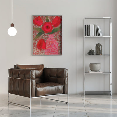 Red Tulips - Stretched Canvas, Poster or Fine Art Print I Heart Wall Art