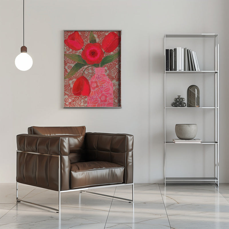 Red Tulips - Stretched Canvas, Poster or Fine Art Print I Heart Wall Art