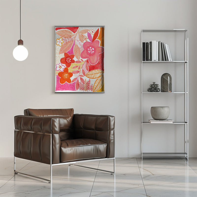 Abstract Flowers And Leaves - Stretched Canvas, Poster or Fine Art Print I Heart Wall Art