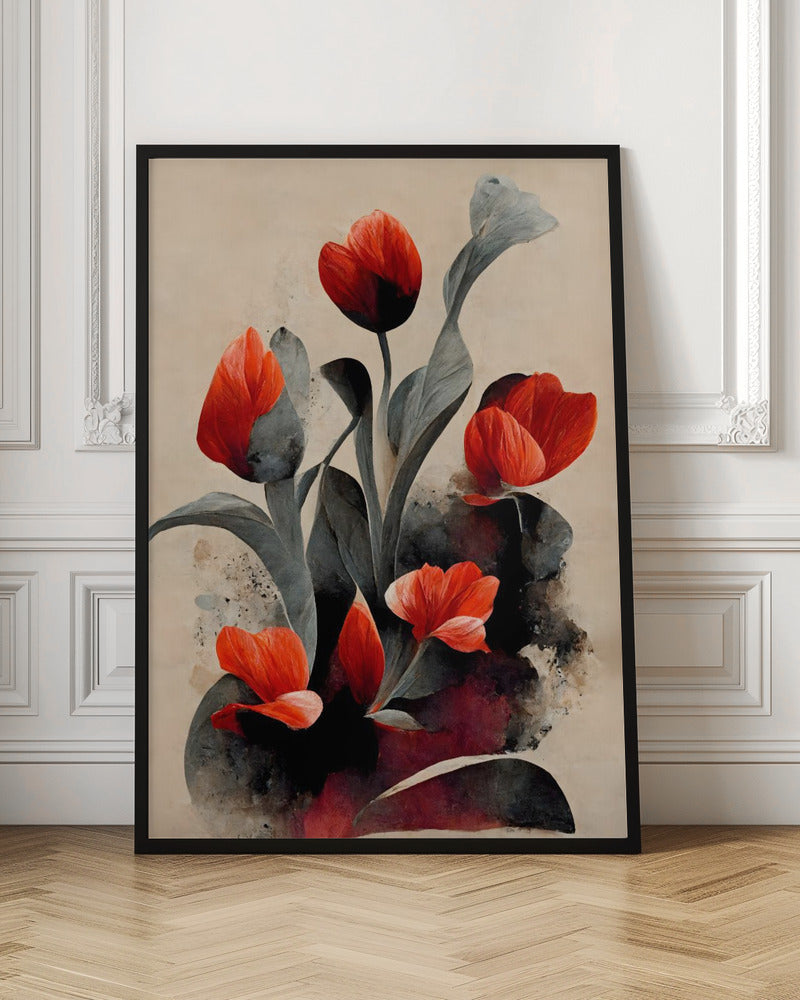 Red Tulips - Stretched Canvas, Poster or Fine Art Print I Heart Wall Art