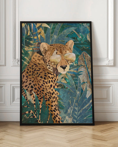 Rockstar cheetah in the jungle - Stretched Canvas, Poster or Fine Art Print I Heart Wall Art