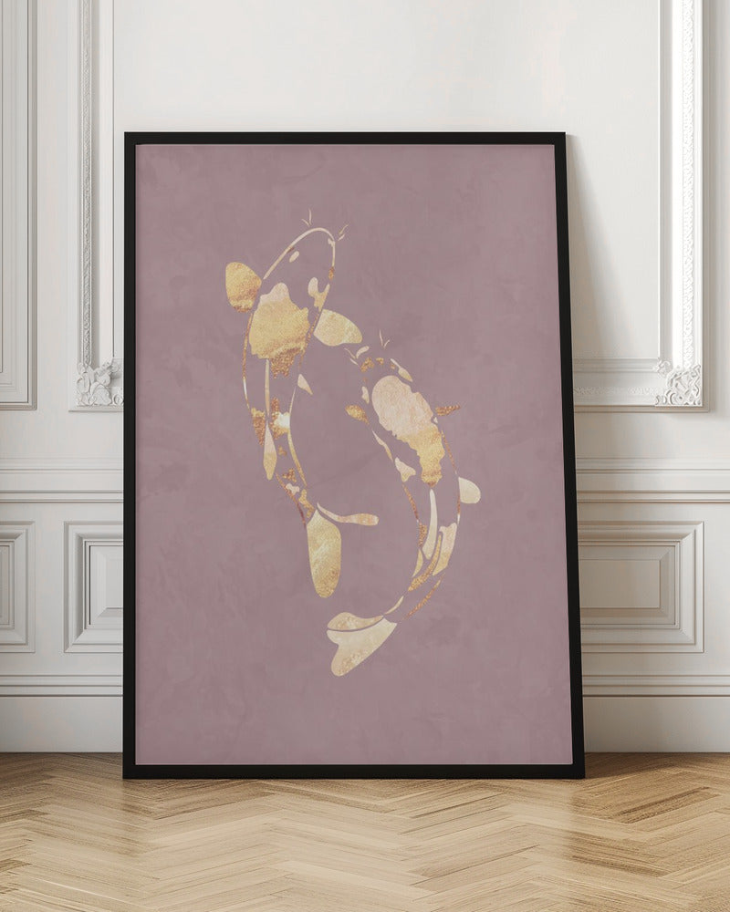 Pink Gold Koi Fish 1 - Stretched Canvas, Poster or Fine Art Print I Heart Wall Art