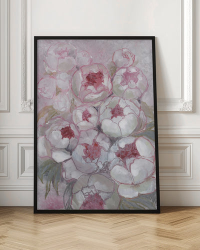 Nuria bouquet of peonies in pink - Stretched Canvas, Poster or Fine Art Print I Heart Wall Art