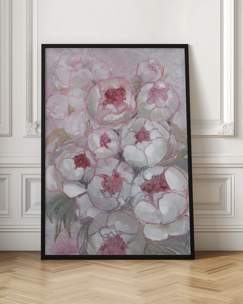 Nuria bouquet of peonies in pink - Stretched Canvas, Poster or Fine Art Print I Heart Wall Art