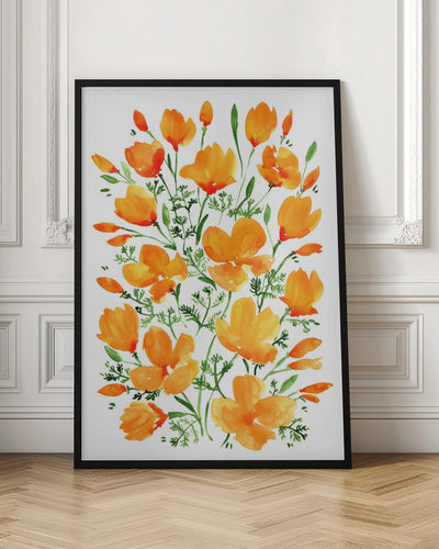Watercolor California poppies - Stretched Canvas, Poster or Fine Art Print I Heart Wall Art