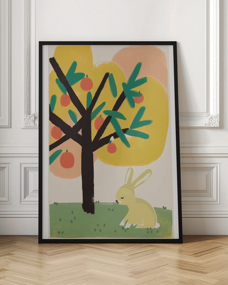 Bunny Under Apple Tree - Stretched Canvas, Poster or Fine Art Print I Heart Wall Art