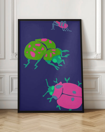 Midnight Ladybugs - Stretched Canvas, Poster or Fine Art Print I Heart Wall Art