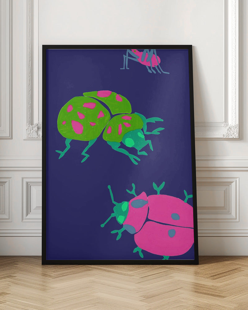 Midnight Ladybugs - Stretched Canvas, Poster or Fine Art Print I Heart Wall Art