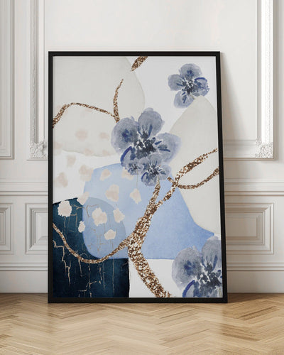 Floral Blue-3 - Stretched Canvas, Poster or Fine Art Print I Heart Wall Art