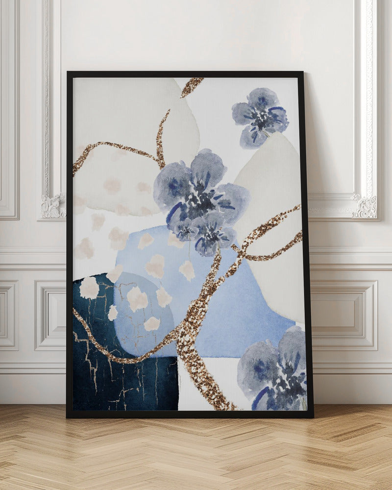 Floral Blue-3 - Stretched Canvas, Poster or Fine Art Print I Heart Wall Art