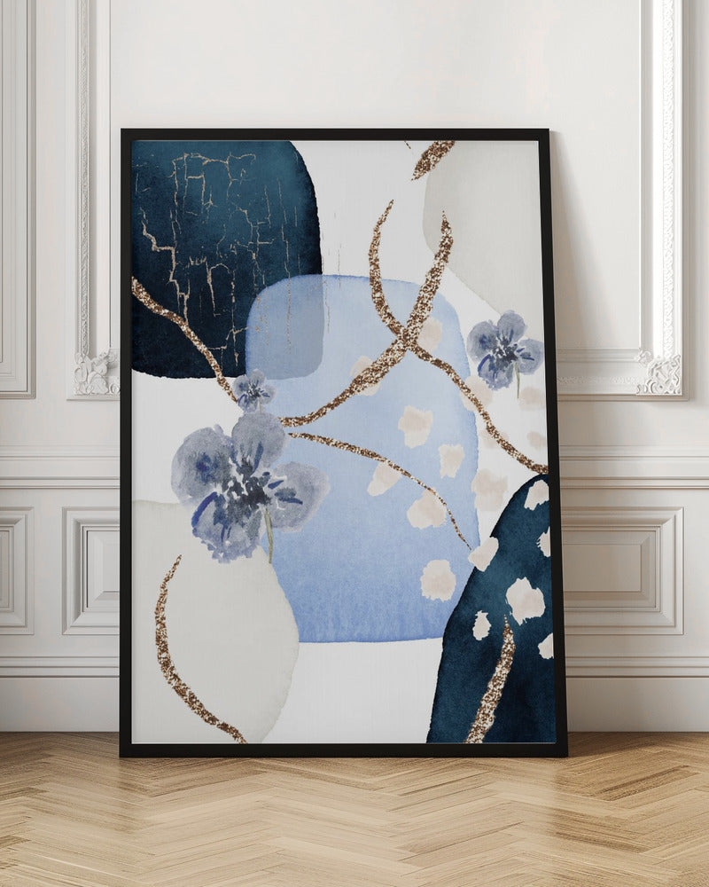 Floral Blue-2 - Stretched Canvas, Poster or Fine Art Print I Heart Wall Art