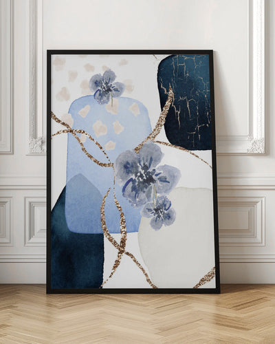 Floral Blue-1 - Stretched Canvas, Poster or Fine Art Print I Heart Wall Art