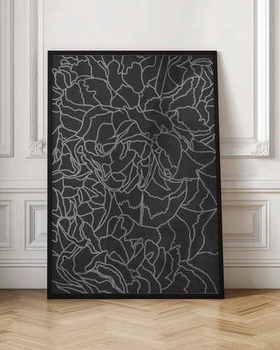 Abstract black white peony line art - Stretched Canvas, Poster or Fine Art Print I Heart Wall Art