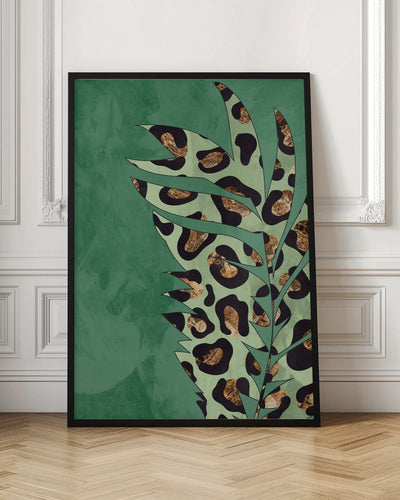 Green leopard print palm leaf - Stretched Canvas, Poster or Fine Art Print I Heart Wall Art