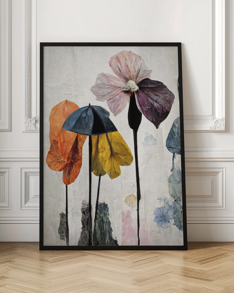 Umbrella Flowers No2 - Stretched Canvas, Poster or Fine Art Print I Heart Wall Art