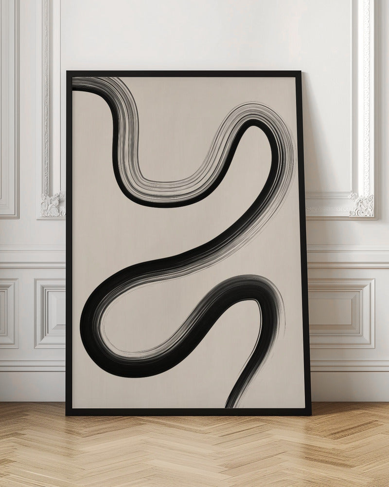 Black Brush Stroke Art - Stretched Canvas, Poster or Fine Art Print I Heart Wall Art