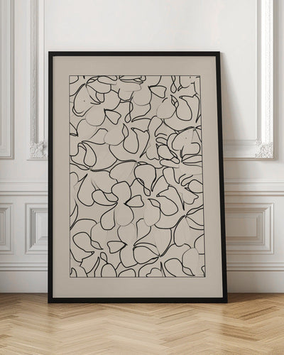 Seamless Pattern of Outlined Flowers - Stretched Canvas, Poster or Fine Art Print I Heart Wall Art