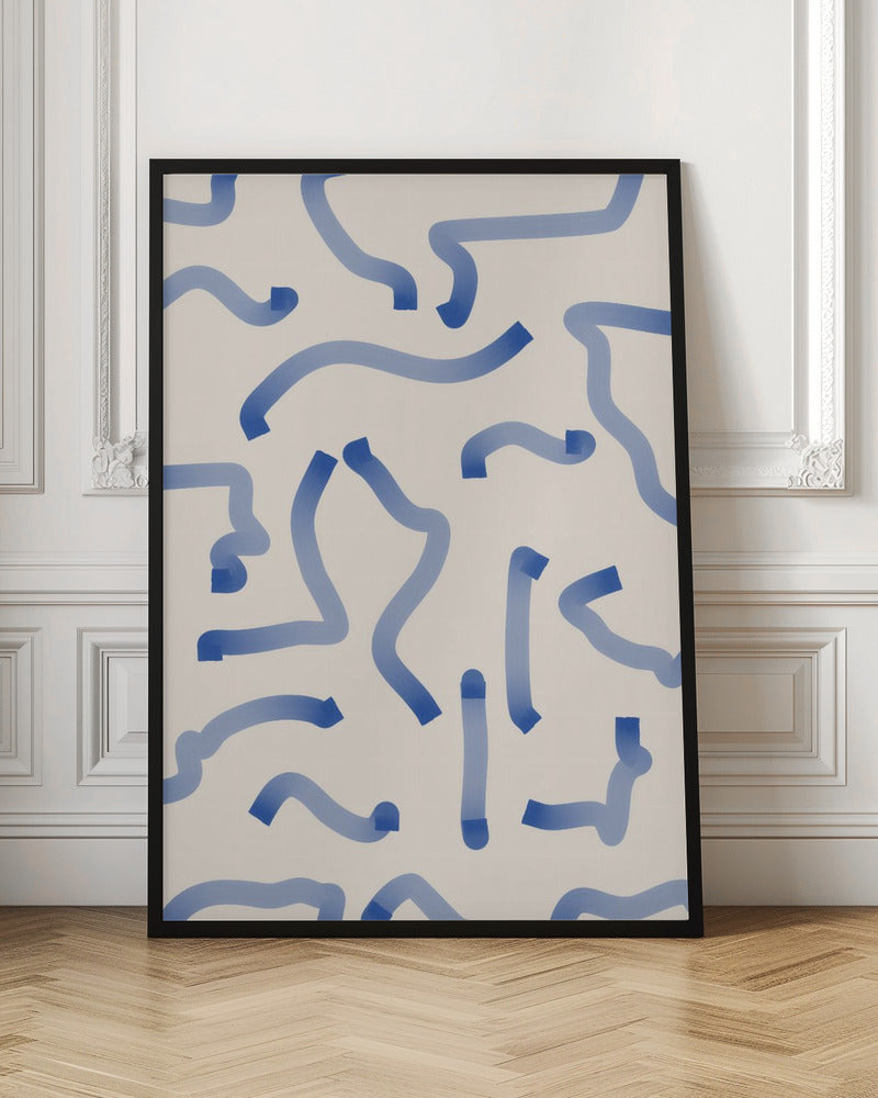 Blue Meandering Paths - Stretched Canvas, Poster or Fine Art Print I Heart Wall Art