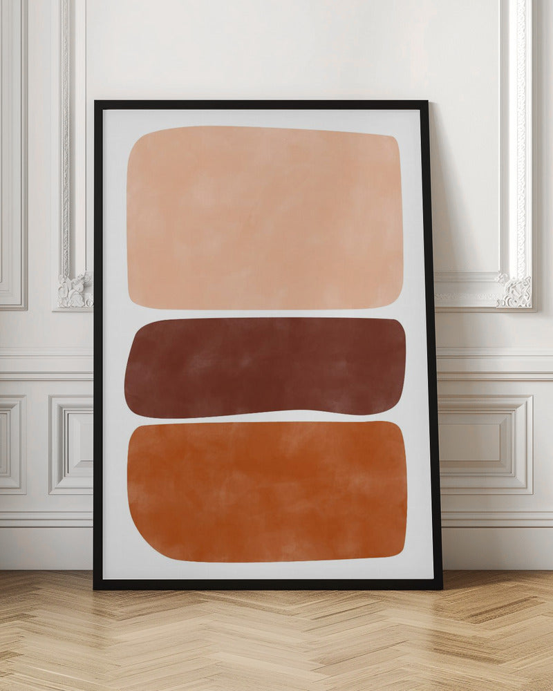 Three Stacked Earthy Toned Rectangles - Stretched Canvas, Poster or Fine Art Print I Heart Wall Art