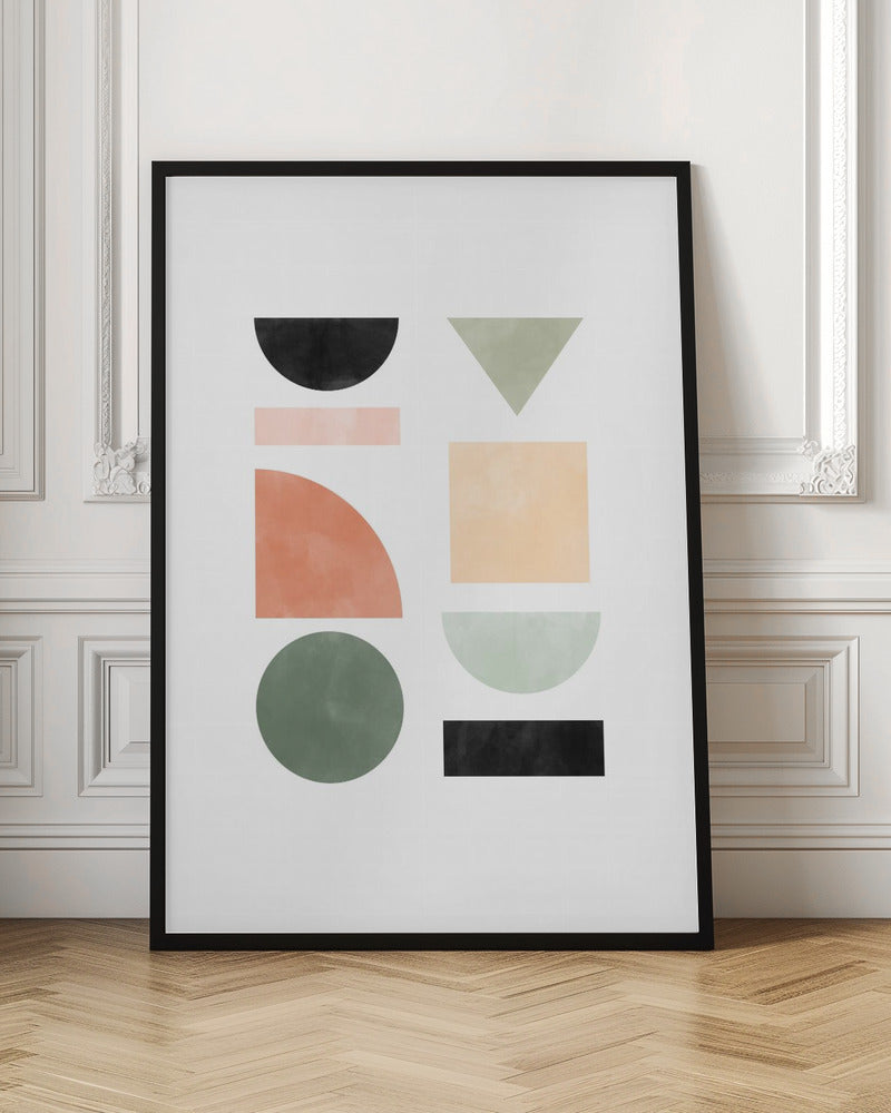 Abstract Geometric With Colorful Shapes - Stretched Canvas, Poster or Fine Art Print I Heart Wall Art