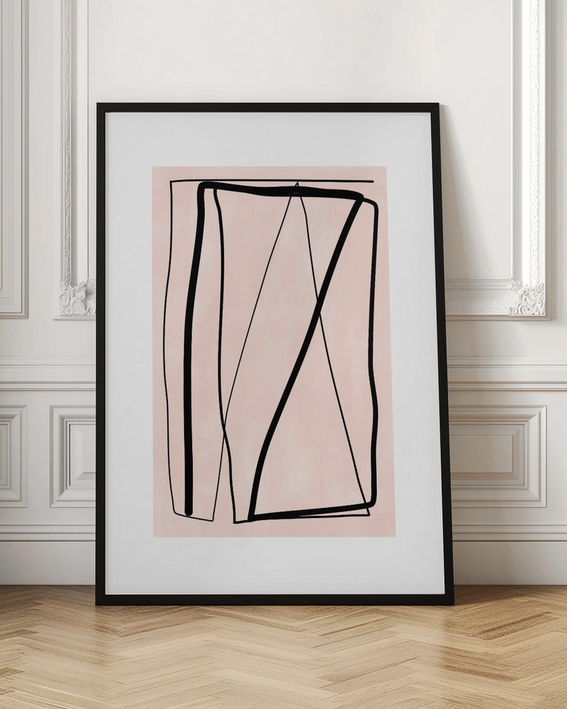 Black Lines On A Soft Peach Background - Stretched Canvas, Poster or Fine Art Print I Heart Wall Art