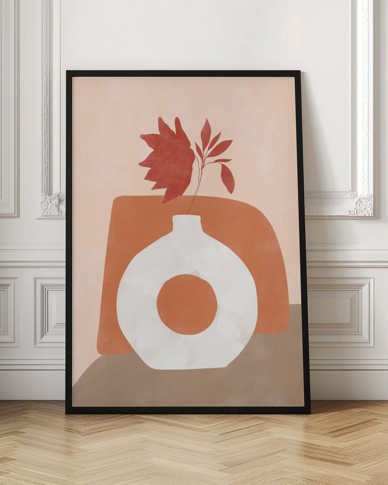 Vase and Leaves - Stretched Canvas, Poster or Fine Art Print I Heart Wall Art