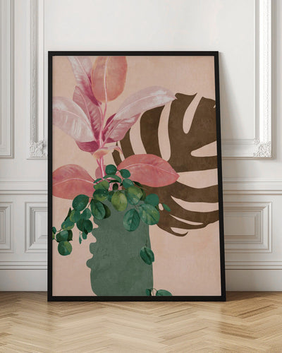 Leaves More 6 Pink - Stretched Canvas, Poster or Fine Art Print I Heart Wall Art