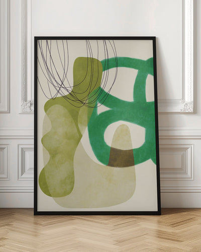 Painted Lines Green Tan Kopie - Stretched Canvas, Poster or Fine Art Print I Heart Wall Art