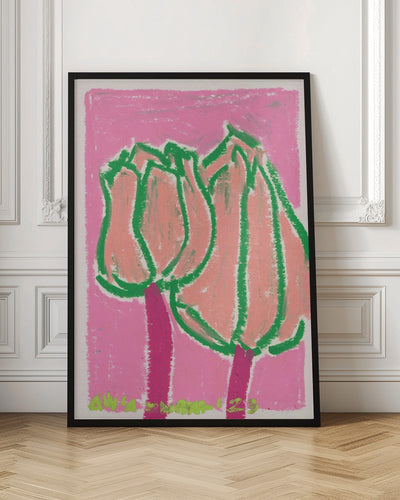 Pink Tulips - Stretched Canvas, Poster or Fine Art Print I Heart Wall Art