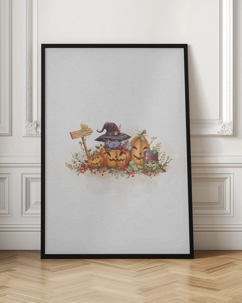 Witch Cat In the Halloween - Stretched Canvas, Poster or Fine Art Print I Heart Wall Art