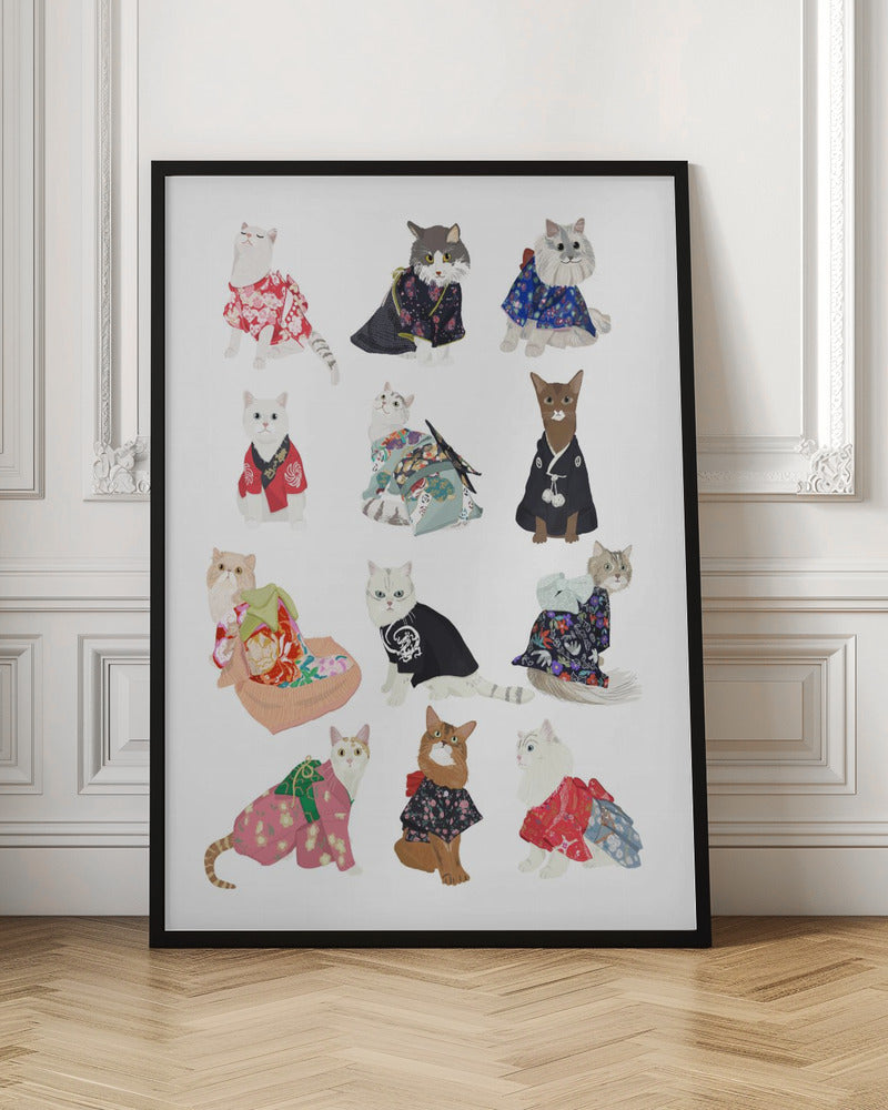 Cat In Kimono - Stretched Canvas, Poster or Fine Art Print I Heart Wall Art