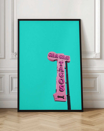 Cha-Cha's Tacos Sign - Stretched Canvas, Poster or Fine Art Print I Heart Wall Art