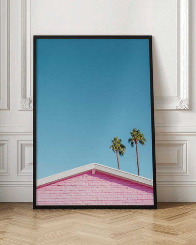 Pink Roofline with Palm Trees - Stretched Canvas, Poster or Fine Art Print I Heart Wall Art