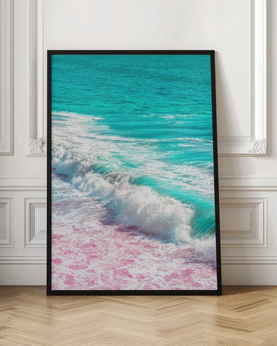 Waves Crashing in Pink and Blue - Stretched Canvas, Poster or Fine Art Print I Heart Wall Art