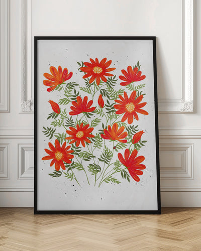 Ladybug flowers red - Stretched Canvas, Poster or Fine Art Print I Heart Wall Art
