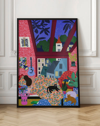 9933x14043 Din Sleeping 142 With a View.png - Stretched Canvas, Poster or Fine Art Print I Heart Wall Art